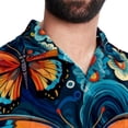 thumbnail image 5 of Flower Butterfly Men's Short Sleeve Beach Shirts Hawaiian Button Down Casual Summer Printed Unisex Top, 5 of 6