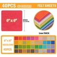 thumbnail image 2 of 40PCS Felt Fabric Sheets Craft - 6"x 6" Assorted Colors - 1mm Thick Square Nonwoven Felt Fabric for Crafts DIY, 2 of 8
