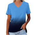 thumbnail image 1 of JUNWELL Plus Size Ombre T-Shirts for Women 2024 V Neck Tops Contrast Gradient Color Basic Tees Raglan Wide Short Sleeve Shirts Summer Fashion Breathable Loose Fit Flowy Casual Blouse Army, 1 of 5