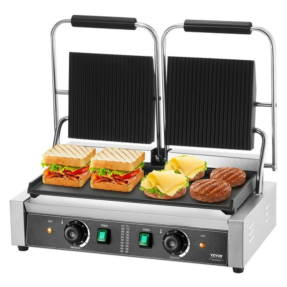 STAWAY Commercial Panini Press Grill - Electric Sandwich Maker with 19" Griddle Plate, Stainless Steel, Precise Temp Control, Easy to Clean for Restaurants & Home Cooking