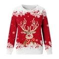 thumbnail image 4 of Women Christmas Outfit Women's Festive Long Sleeve Crewneck Sweater Cute Reindeer Graphic Holiday Pullover Top Casual Soft Comfortable Christmas Shirt Red M, 4 of 4