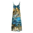 thumbnail image 5 of SMihono Robe Maxi Bohème d'Été pour Femmes Grande Taille Mode Femme Bretelles Taille Mi-Haute Col en V Sans Manches Rayée Imprimée Robe Longue de Plage, 5 of 5
