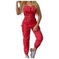 thumbnail image 2 of LEKODE Jumpsuits for Women Rompers for Mom Jumpsuits for Women Casual Jean Romper Womens Overalls Women Jumpsuit Denim Romper for Women Red M, 2 of 9