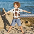 thumbnail image 3 of FORMRS Boys Rash Guard with Short Sleeves UPF 50+ Swim Shirts Sizes 3-12T, White Sweet Cakes, 3 of 6