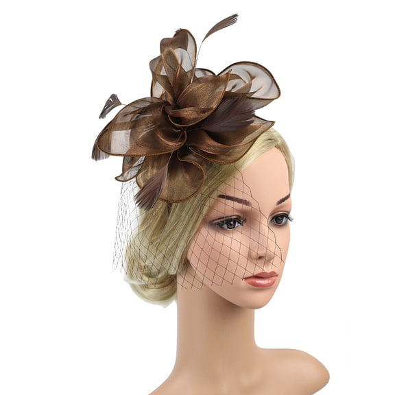 WRITWAA Coffee Fascinator Hat for Women's Silk Cloth Mesh Hair Accessory Perfect for Tea Party and Decor