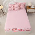 thumbnail image 4 of Homewish Pink Bow Cherry Zipper Twin Comforter Sets with Fitted Sheet and 2 Pillowcases, Girly Princess Cartoon Zipper Bedding Set, Pink Reversible, 4pcs, 4 of 6