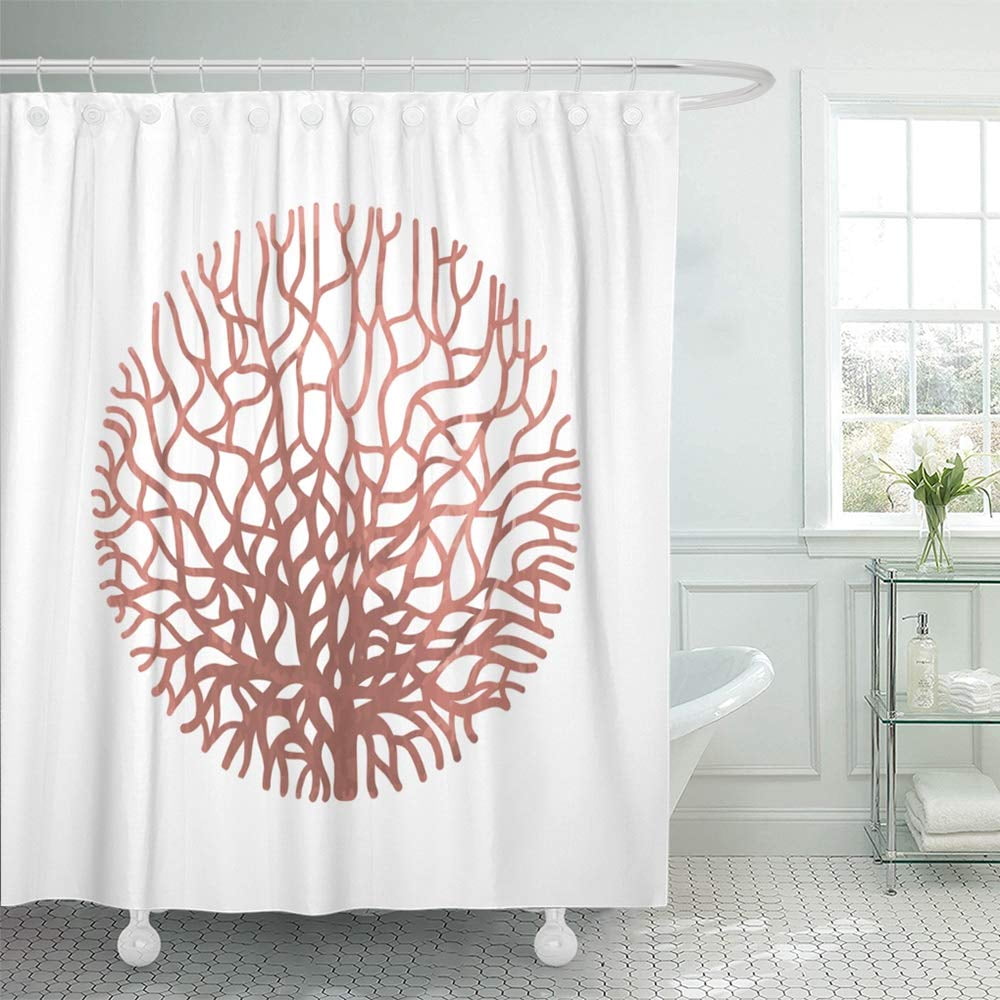 coral and gold shower curtain