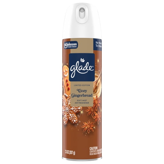Glade® Soft Mist Odor Fighting Aerosol Air Freshener, Cozy Gingerbread, 7.3oz, 1 Count