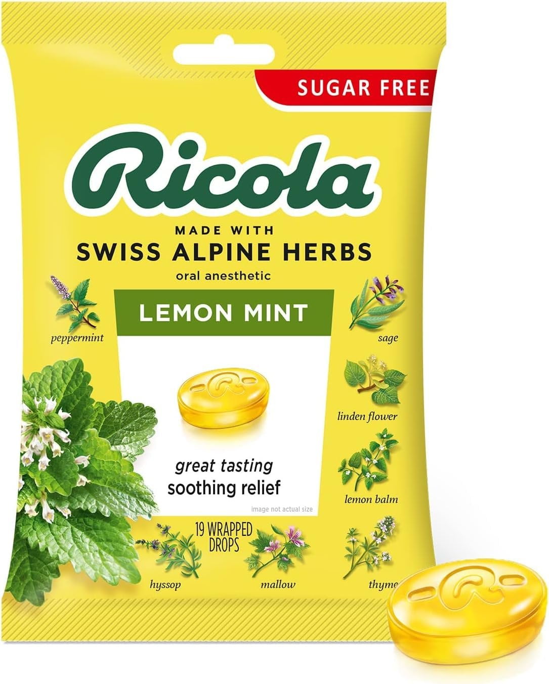 Ricola - Cough Drop Sugar Free Lemon Mint - Case Of 8-19 Ct