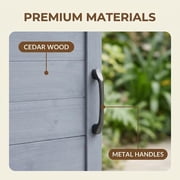 Lofka Outdoor Wooden Storage Cabinet with Potting Bench, Gray, Weatherproof Garden Work Station, Patio Tool Shed for Backyard