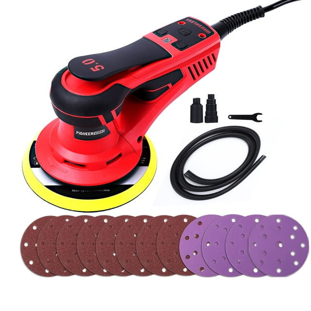 DSstyles Electric Random Orbital Sander, Brushless Motor,Powerful 350W & Low Vibration,10000 RPM,6-Inch For Woodworking, Polishing,Carpentry