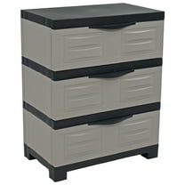 Sunnydaze 29.5" Plastic 3-Drawer Freestanding Storage Drawers, Gray w/ Charcoal Trim