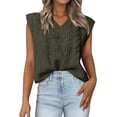 thumbnail image 3 of FreshPretty Womens Oversized Sweater Vest 2025 Summer V Neck Casual Sleeveless Sweaters Loose Cable Knit Pullover Tops, 3 of 6