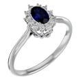 thumbnail image 2 of SuperJeweler 2/3 Carat Oval Shape Created Sapphire and Halo Diamond Ring In Sterling Silver For Women, 2 of 6
