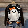thumbnail image 6 of Yteetum Oversize Sweatshirts for Women Halloween Cute Ghost Graphic Print Crewneck Pullover Fleece Sweatshirts Tops Womens Casual Ghost Print Round Neck Loose Sport Long Sleeve Hoodless Sweatshirts, 6 of 9