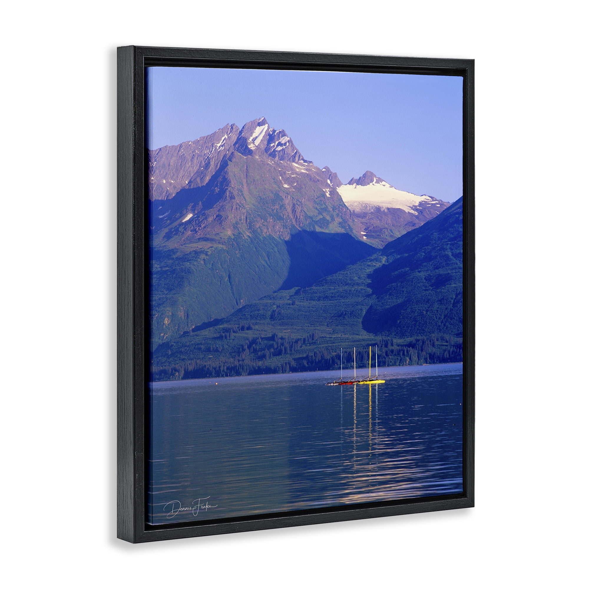 Stupell Industries Lake View Photography Landscape Photography Black Floater Framed Art Print Wall Art, 17 x 21