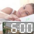 thumbnail image 5 of LED Digital Alarm Clock, Electronic Mirror Clock, Multifunctional Temperature Date Display with Sound Control, Auto Brightness Dimming, 12/24H format, Battery Or USB Powered, Compact Black Design, 5 of 8