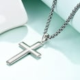 thumbnail image 5 of Men's Sterling Silver Cross Pendant Necklace with Stainless Steel Chain,Fine Jewelry Christian Confirmation Gifts for Men, 5 of 7
