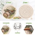 thumbnail image 4 of Haosy Set of 6 Drink Woven Coaster with Holder Heat Resistant Non-Slip Bar Coasters 4 Inches Turtle on Wooden Pile, 4 of 7