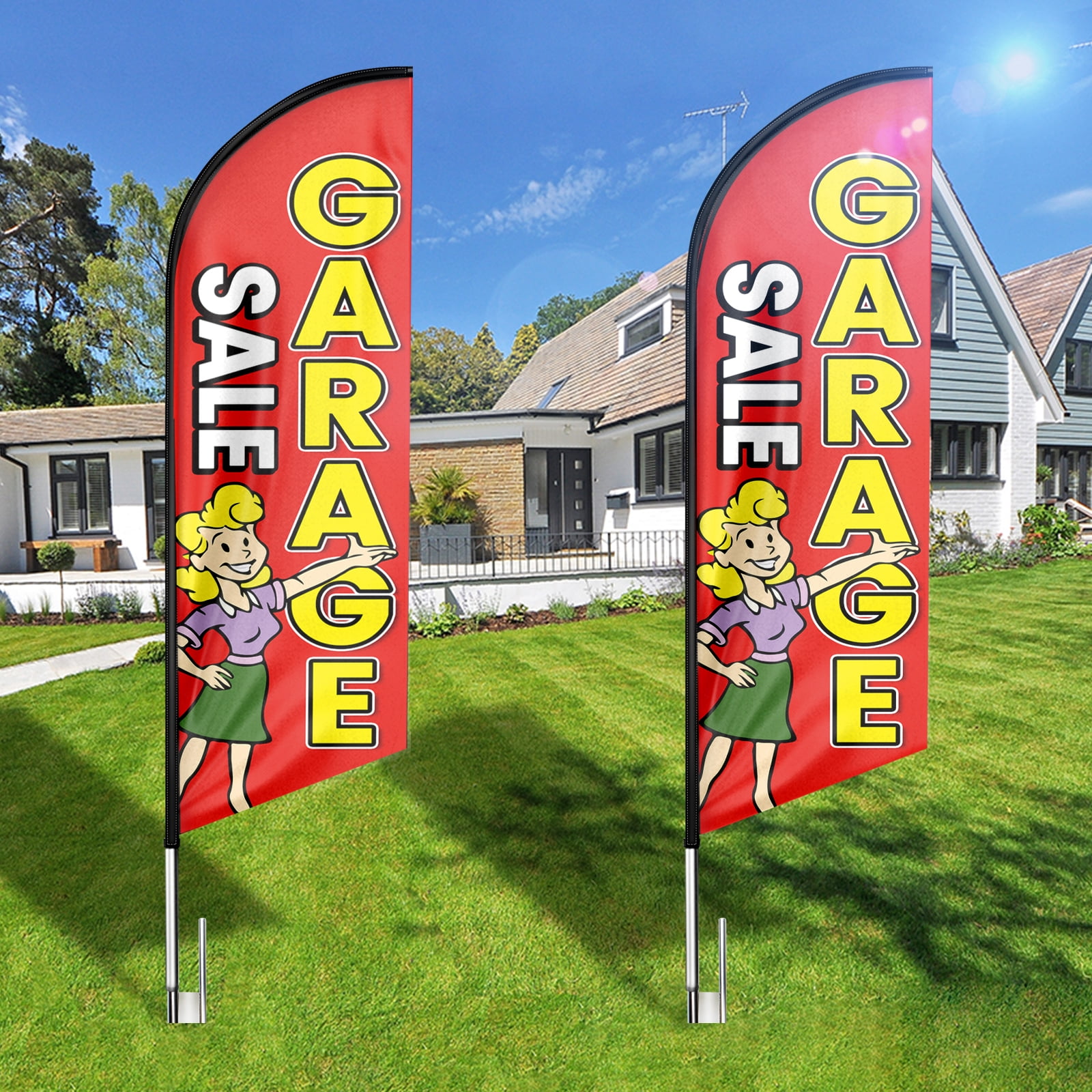 Garage Sale Business Flag , Garage Sale Advertising Feather Flag, 8Ft Garage Sale Banner ,Commercial use flag (Flag Only)RED