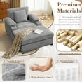 thumbnail image 6 of Chaise Lounge Chair Indoor with Ottoman,38.6"W Chenille Sofa with USB Port&Cup Holders,Modern Cozy Chaise with Storage Armrests&Side Pockets,Deep Seat Comfy Sofa for Living Room/Bedroom(Light Grey), 6 of 8