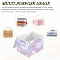 thumbnail image 6 of Yayeee Collapsible Cube Storage Bin with Lid Fabric Closet Decorative Basket with Handles, Pink Daisy, 6 of 7