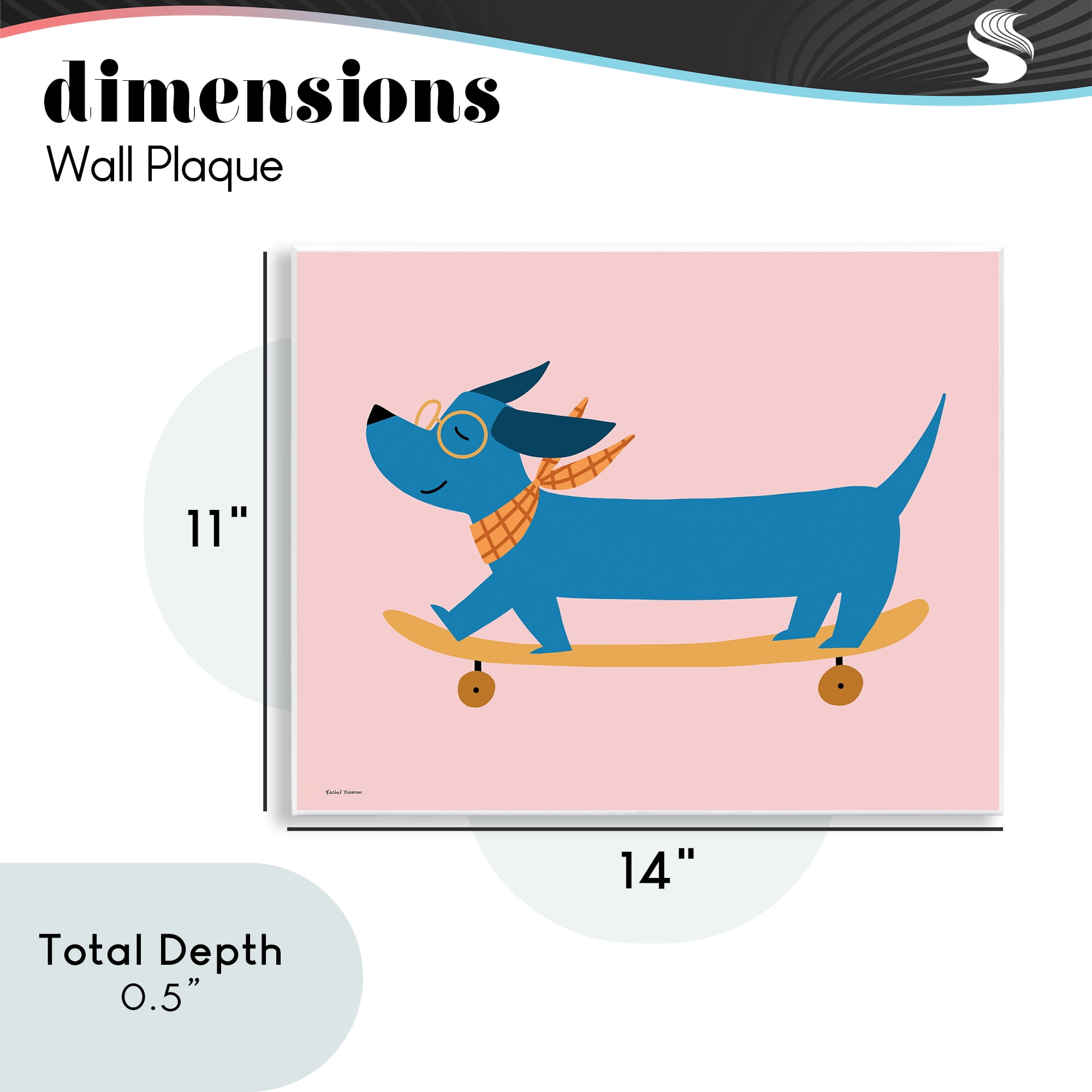 Stupell Industries Skateboarding Wiener Dog Wall Plaque Art, design by Rachel Nieman