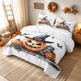 thumbnail image 3 of Erosebridal Spooky Jack O Lantern Twin Quilt Set, Cute Cat Bat Twin Coverlet Set for Boys Girls, Orange Black Lavender White, 2-Piece 1 Bedspread and 1 Pillowcase, 3 of 7