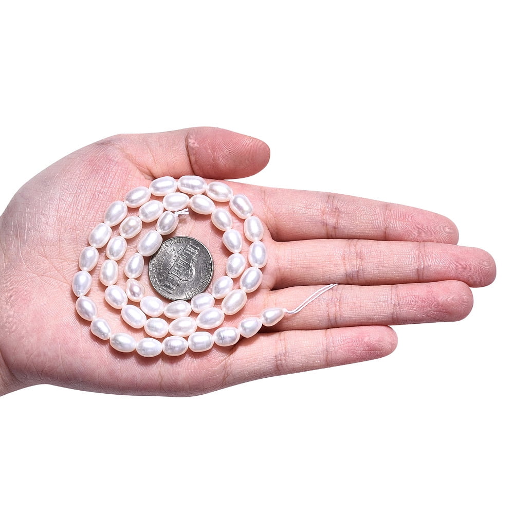 Natural Cultured Freshwater Pearl Beads Strands Rice Seashell color 7~11.5x6~6.5mm Hole: 0.7~0.8mm 38~45pcs/strand 14.37 inch(36.5cm)