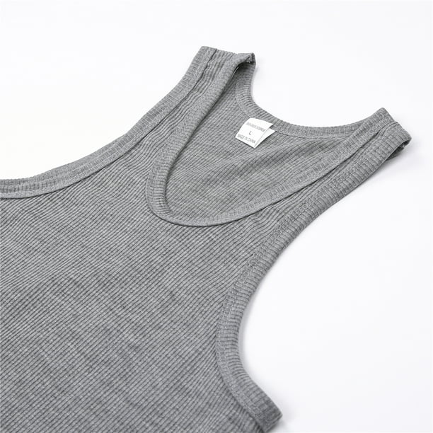 Slim Fit Ribbed Tank Top - White - Men