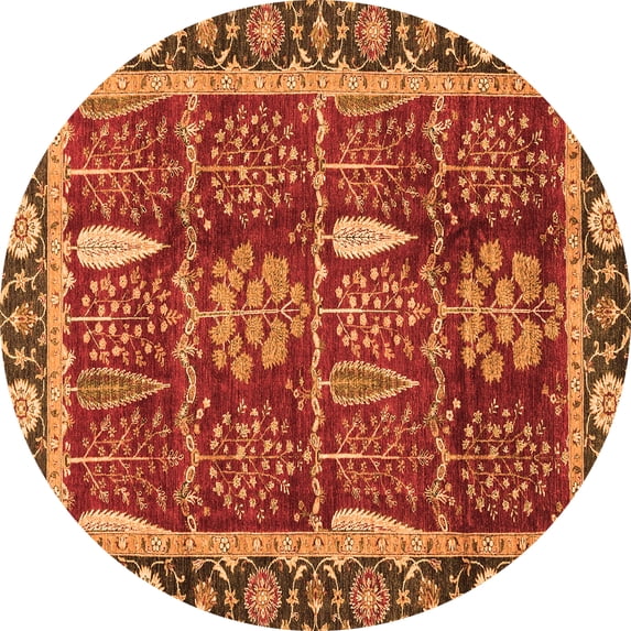 Ahgly Company Indoor Round Oriental Orange Traditional Area Rugs, 6' Round