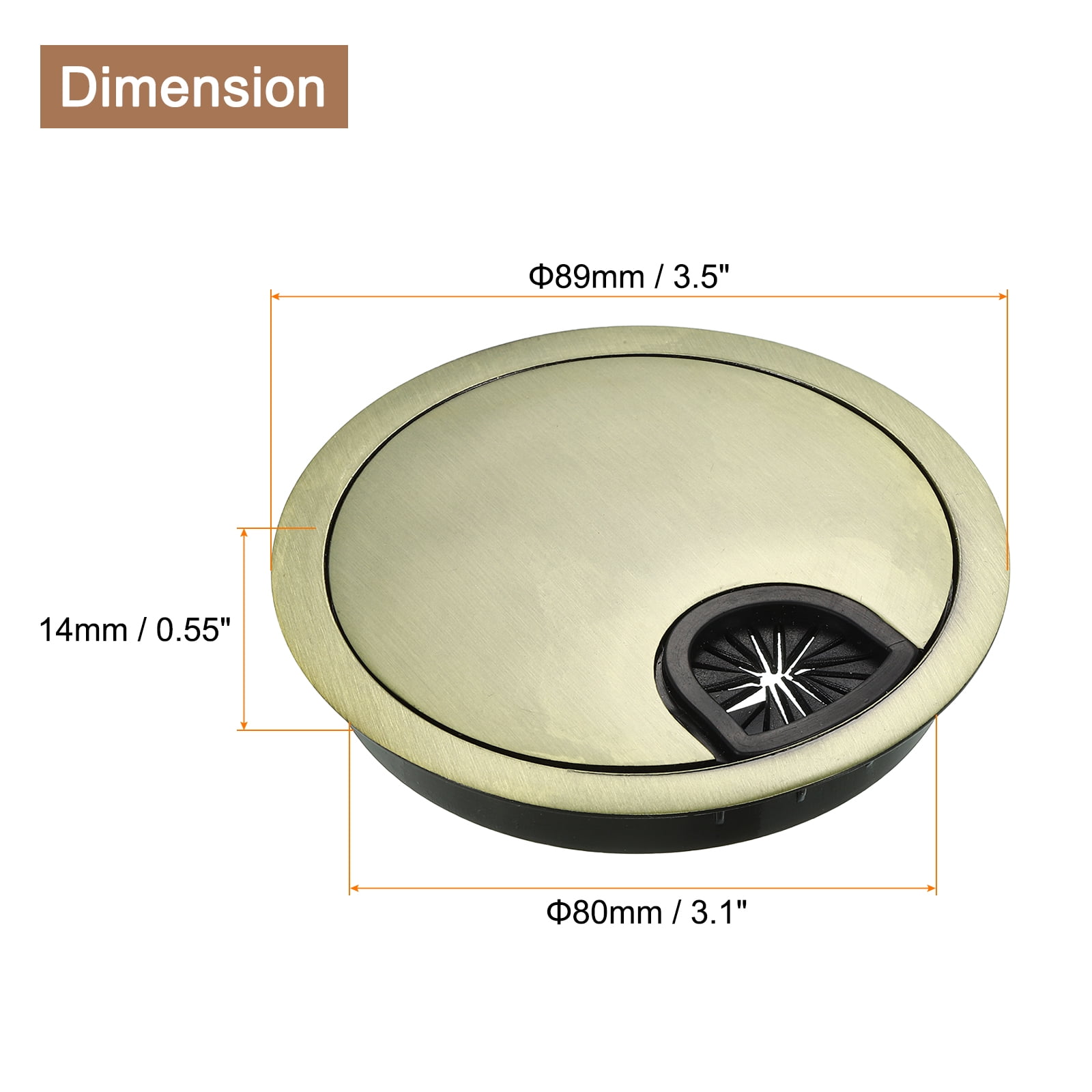 Uxcell 3Pack 3-5/32" Cable Hole Cover Zinc Alloy Desk Wire Cord Grommet, Bronze Tone