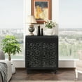 thumbnail image 2 of FFZ Art Accent Cabinet with 2 Doors and Embossed Pattern, Sideboard Buffet with Storage, Antique Black, 2 of 13
