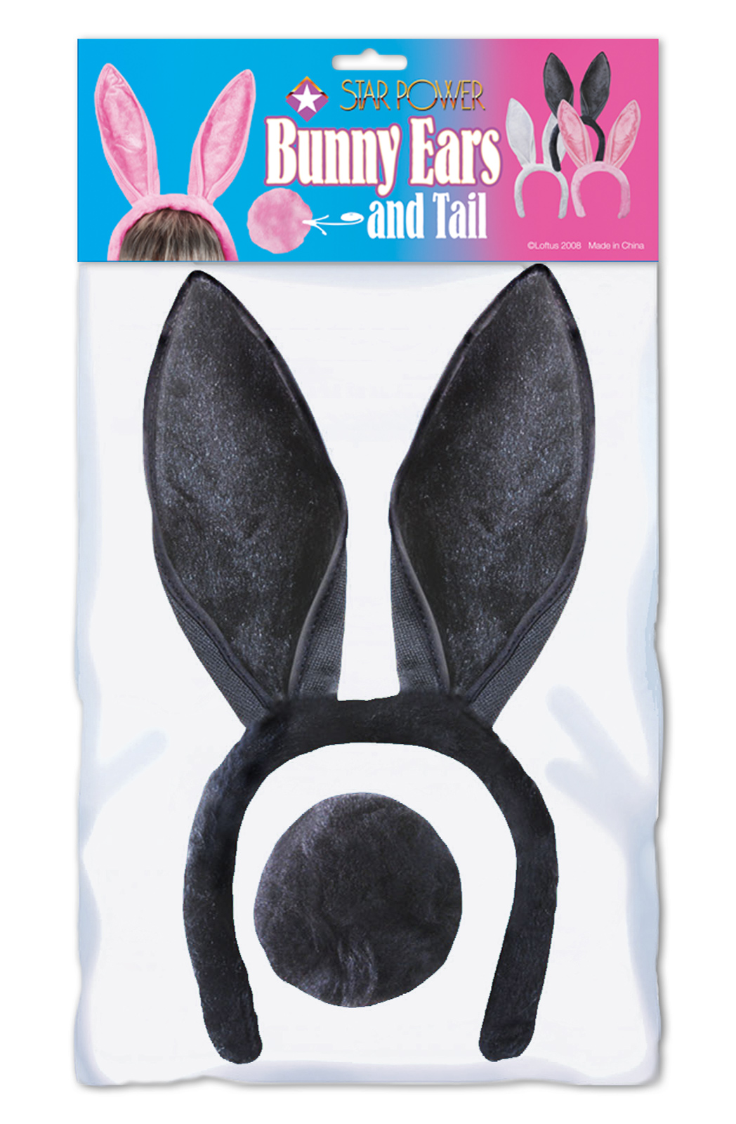 Bunny Rabbit Ears And Tail Set 2pc Accessory Kit, Black, OneSize, 6