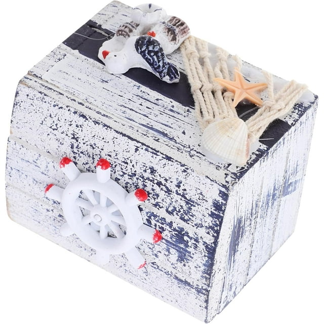ZOUSSIQI Mediterranean Style Wooden Jewelry Case Decorative Box Table Storage Hinged Trinket Box for Jewelry Earring Storage CA919-55891