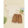 thumbnail image 4 of Bslissey Toddler Baby Boys Summer Clothes Short Sleeve Letter Print T-shirt Tops + Elastic Waist Shorts 2Pcs Outfits 6M 12M 18M 24M 3T Infant Casual Short Pants Sets, 4 of 9