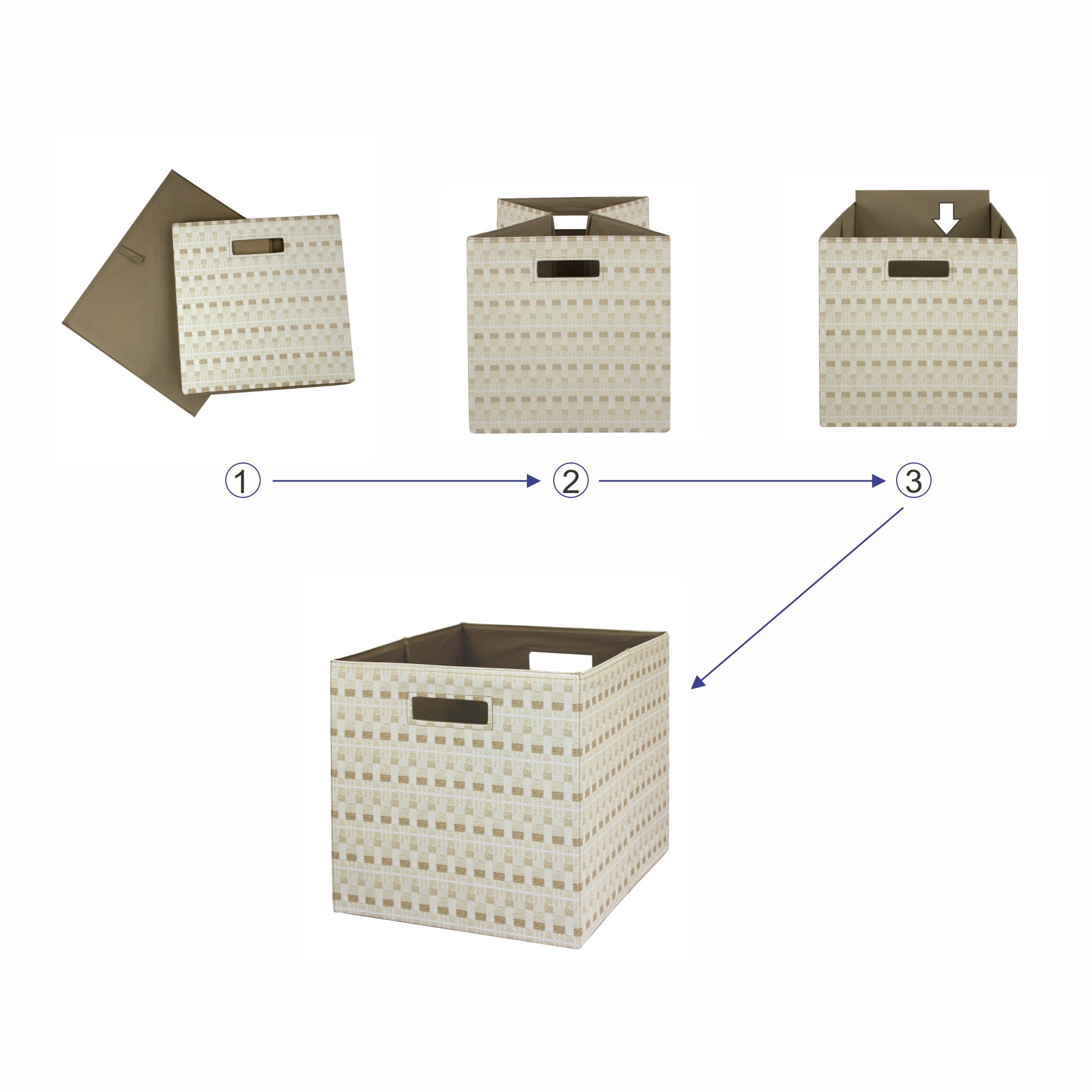 Better Homes & Gardens Fabric Cube Storage Bins (12.75" x 12.75"), Patchwork Stripe, 2 Pack