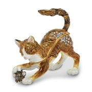 Jere Luxury Giftware Bejeweled THOM & JERE Cat & Mouse Pewter and Enamel Trinket Box and Matching Pendant Charm