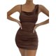 thumbnail image 1 of Jumpingount Vestido sexy sin mangas Color sólido Correa de espagueti Vestido informal para vacaciones Clubwear Boda Ropa de moda de verano Vestidos Café METRO Jumpingount AP010938-08, 1 of 6