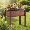 thumbnail image 5 of Jopath Brown Raised Garden Bed with Legs, Elevated Wooden Planter Box for Outdoor Plants Flowers Fruits Vegetable Herb Growing(31"x31"x16"), 5 of 8