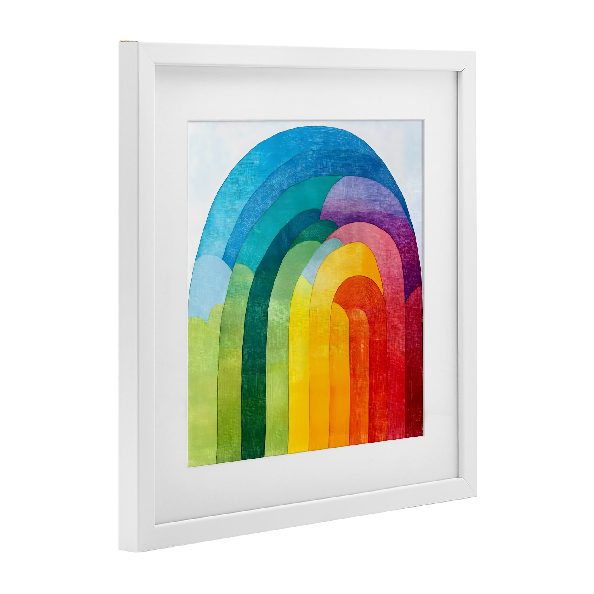 Stupell Industries Vibrant Rainbow Arch Abstraction White Framed Print Under Glass, design by Creative Studio