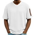 thumbnail image 2 of Ceisia Men's Waffle Knit Short Sleeve V-Neck T-Shirt Breathable Textured Solid Color Pullover Casual Top Gifts for Father, 2 of 9