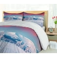 thumbnail image 5 of Ambesonne Landscape Duvet Cover Sets, Sunset Snowy Winter, 2-King, Dark Coral Sky Blue, 5 of 7