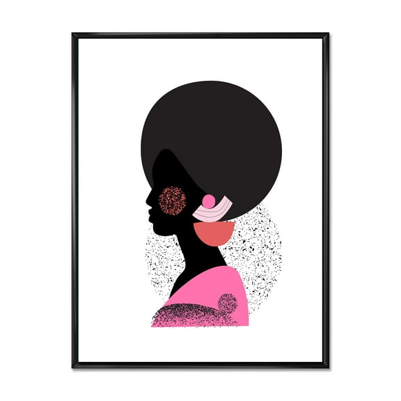 Designart 'Ethnic Geometric Silhouette of African American I' Modern Framed Canvas Wall Art Print