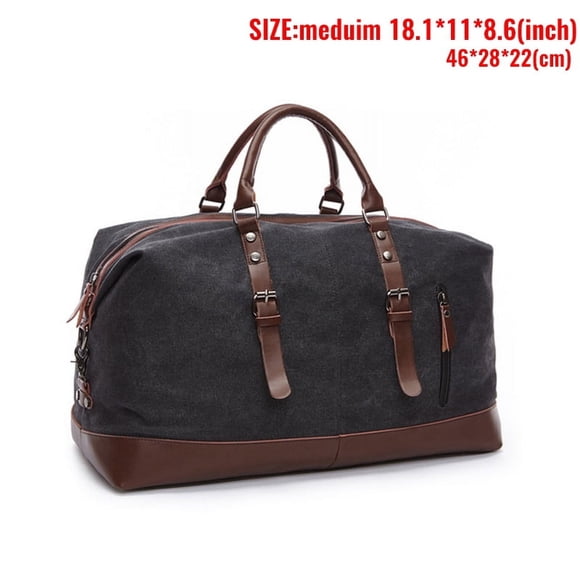 Canvas Leather Men Travel Bags Carry On Luggage Bag Men Duffel Bag Handbag Travel Tote Large Weekend Bag Dropshipping Black Medium