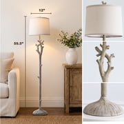 Oneach 59.5 Farmhouse Floor Lamp for Living Room,Retro Tree Trunk Standing Lamp for Bedroom with Wood Grain