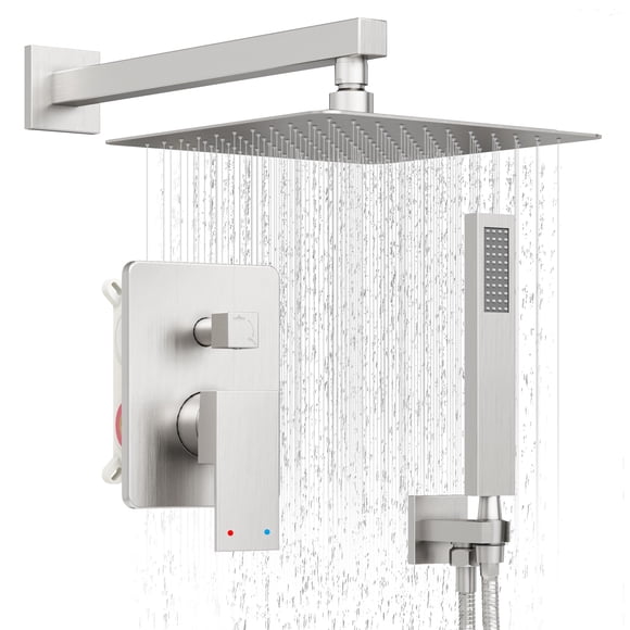 Sistema de ducha HoliSpa de níquel cepillado con ducha tipo lluvia de 25 cm