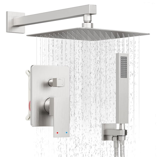Sistema de ducha HoliSpa de níquel cepillado con ducha tipo lluvia de 25 cm