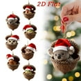 thumbnail image 1 of Adornos para árboles de Navidad, decoraciones con estampado animal, adornos acrílicos con diseños de criaturas del bosque, 8 cm, para decoración navideña, celebraciones festivas, 1 of 9