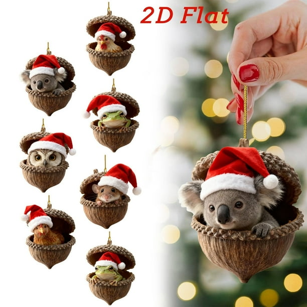 Colgante Decorativo Adornos Navideños De Animales Del Bosque 2D De 8cm, Acrílicos, Con Estampado Animal, Para Decorar El Hogar (1 Unidad) Rkxzt